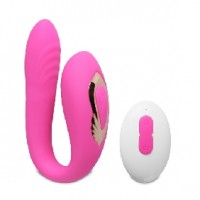 Couples Vibrator w/Rotation, Remote Control, 10 Function, Silicone, PINK